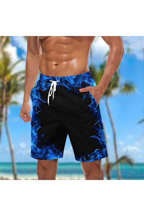Men's Swim Trunks Hawaiian Bathing Mesh Lining Suit Swimsuits Beach Shorts with Pockets
