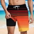 thumbnail image 1 of Nuoqisi Men's Swim Trunks with Compression Liner Loose Fitted Drawstring Stretch Elastic Waist Stripe Bathing Suit Beach Swimsuits, 1 of 6