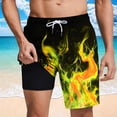 thumbnail image 1 of Nuoqisi Men's Swim Trunks with Compression Liner Loose Fitted Drawstring Stretch Elastic Waist Stripe Bathing Suit Beach Swimsuits, 1 of 6
