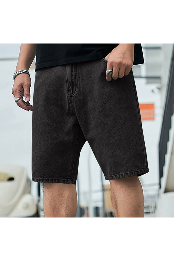 Mens Baggy Jean Shorts Loose Fit Vintage Wide Leg Jorts Y2K Streetwear Hip Hop Casual Denim Shorts