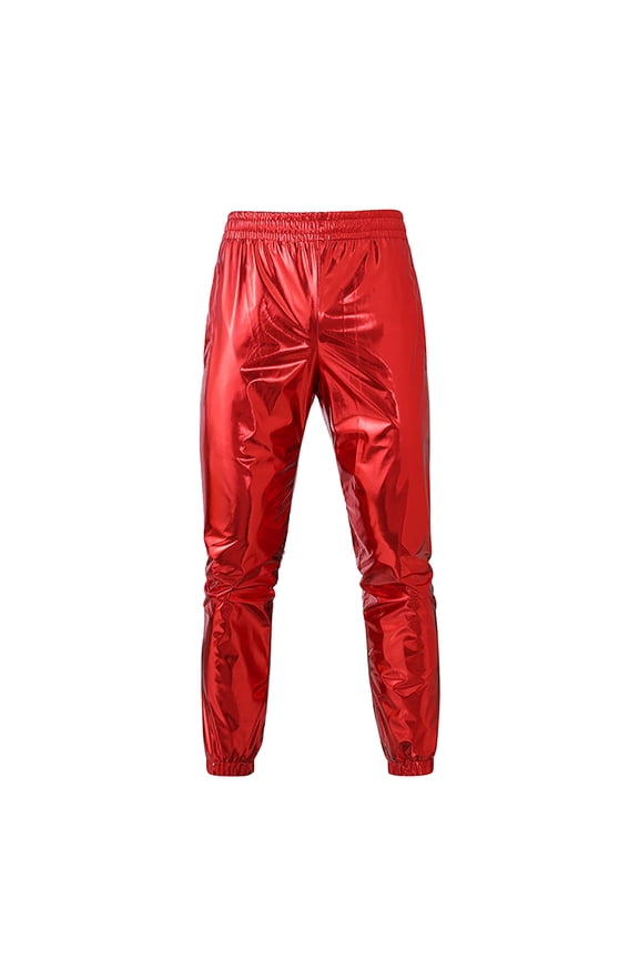 Mens Dance Stage Performance Pocket Tapered Solid Elastic Waist Pants for Hip Hop Rehearsal Costume Show Theater Event Performance Night Recital