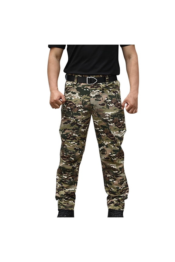 Mens Fashion Camouflage Multiple Pockets Multi Multifunctional Work Trousers Pants Camouflage M