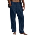 thumbnail image 1 of Nuoqisi Mens Linen Pants Yoga Beach Loose Fit Casual Summer Elastic Waist Drawstring Baggy Trousers with Pockets, 1 of 5