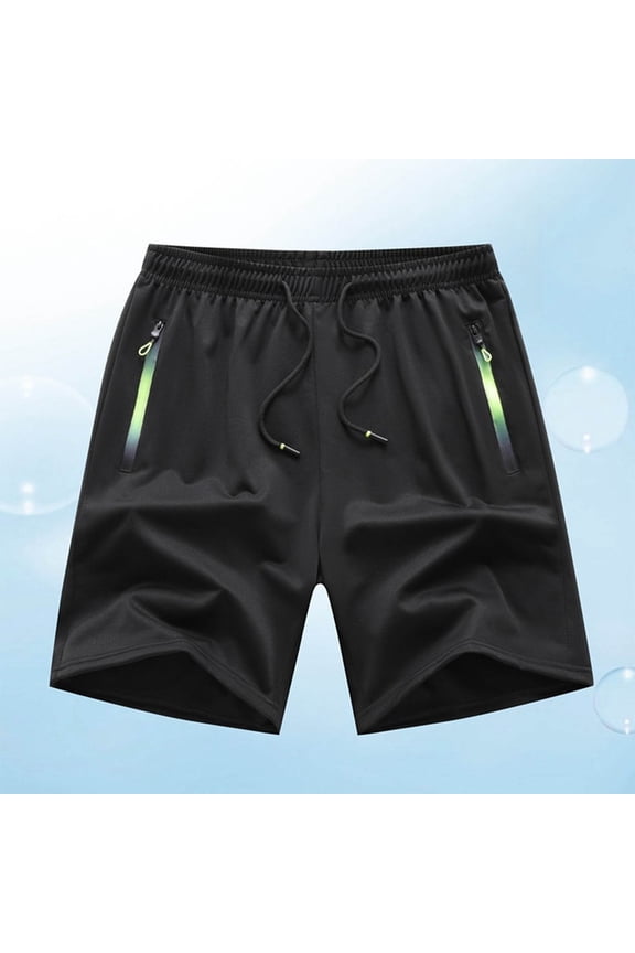 Mens Solid Casual Athletic Elastic Waist Drawstring Zipper Pocket Shorts for Gym Running Workout Training Jogging Crossfit Session Summer Vacation
