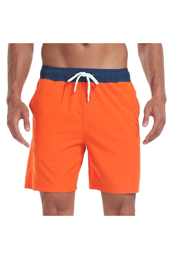 Mens Swim Trunks Contrast Color Drawstring Quick Dry Swim Shorts Bathing Suits for Men Swimwear Board Shorts wiht Pockets Beach