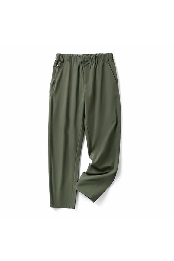 Mens Water Resistant Quick Dry Straight Pants Elastic Button Zipper for Hiking Fishing Camping Outdoor Rain