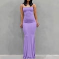 thumbnail image 1 of Nuoqisi Round Neck Sleeveless Solid Strap Tank Women's Long Slim Fit Dress - Fitted Maxi Dress with Minimalist Design, 1 of 7