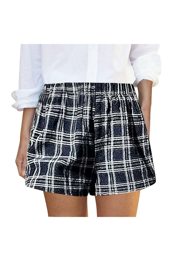 Shorts for Women Gingham Pajama Lounge Sleep Casual Loose Fitted Plaid Shorts Y2k Summer Clothes Beach Bottoms 2026