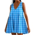 thumbnail image 1 of Nuoqisi Sleeveless Mini Dress for Women 2026 Summer Casual V Neck Sundress Loose Fitted Babydoll Dress, 1 of 5