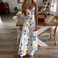 thumbnail image 1 of Nuoqisi Summer Dresses for Women 2026 Vacation, Floral V-Neck Short Sleeve Maxi Dresses, Boho Beach Long Sundresses, 1 of 5