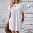 thumbnail image 1 of Nuoqisi Summer Dresses for Women Casual Short T Shirt Dress Short Sleeve Round Neck Straight Loose Flowy Mini Tee Shirt Dress, 1 of 6