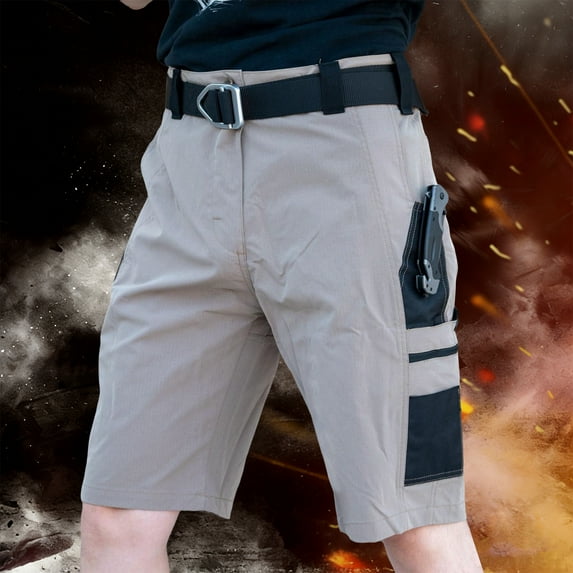 Nuoqisi Summer Hiking Shorts Men Tactical Stretch Outdoor Cargo Short Pants Quick Dry Work Hiking Fishing Shorts with Multi Zipped Pockets