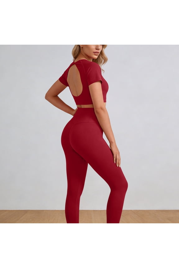 Women 2 Piece Workout Sets (2026 NEW) Yoga Outfit Open Back Tank Top High Waisted Leggings Gym Sets Tracksuits