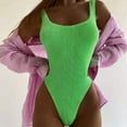 thumbnail image 1 of Nuoqisi Women One Piece Swimsuit Tummy Control Solid Ribbed Monokini Swimwear Scoop Neck Low Back Bathing Suit Beach 2026, 1 of 8