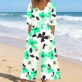 thumbnail image 1 of Nuoqisi Women Summer Floral Print Casual Short Sleeved V-neck Back Zipper Side Pocket Jumpsuit Pants, 1 of 5