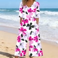 thumbnail image 1 of Nuoqisi Women Summer Floral Print Casual Short Sleeved V-neck Back Zipper Side Pocket Jumpsuit Pants, 1 of 5