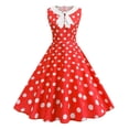 thumbnail image 1 of Nuoqisi Women's 1950s Retro Polka Dot Vintage Dress Sleeveless Cocktail Prom Swing Midi Belt Dresses Notched Lapel, 1 of 5