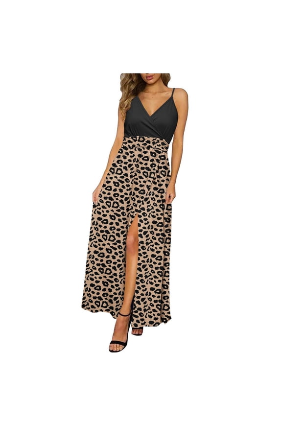 Women's 2026 Lightweight Summer Wedding Guest Beach Vacation Casual V Neck Split Flowy Maxi Dress