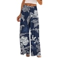 thumbnail image 1 of Nuoqisi Women's Boho Floral Palazzo Wide Leg Pants with Pockets Loose Flowy Casual Beach Vacation Outfits, 1 of 5