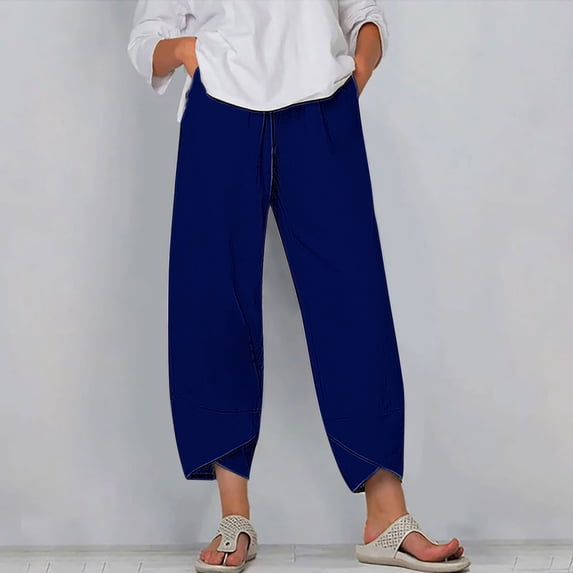 Nuoqisi Women's Capri Pants Casual Summer Loose Fitted Cropped Lounge Pants Trousers