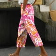 thumbnail image 1 of Nuoqisi Women's Casual Cropped Pants Summer Fashion Loose Fit Style Print Drawstring Ankle Trousers Spring Baggy Slacks with Pocket, 1 of 5