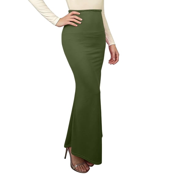 Nuoqisi Women's Classic Fishtail Maxi Skirt Solid Fashion Slim Fitted Elastic High Waisted Long Bodycon Skirts Evening Party