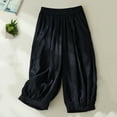 thumbnail image 1 of Nuoqisi Women's Culottes Cotton Linen Cropped Wide Leg Pants Elastic Waist Casual Palazzo Trousers with Pockets, 1 of 5