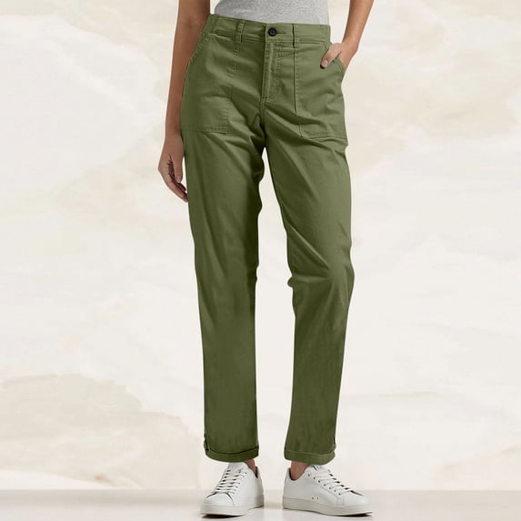 Nuoqisi Women's High-Rise Regular-Fit Ankle-Length Tapered-Leg Khaki Pant with Pockets Business Work 2026