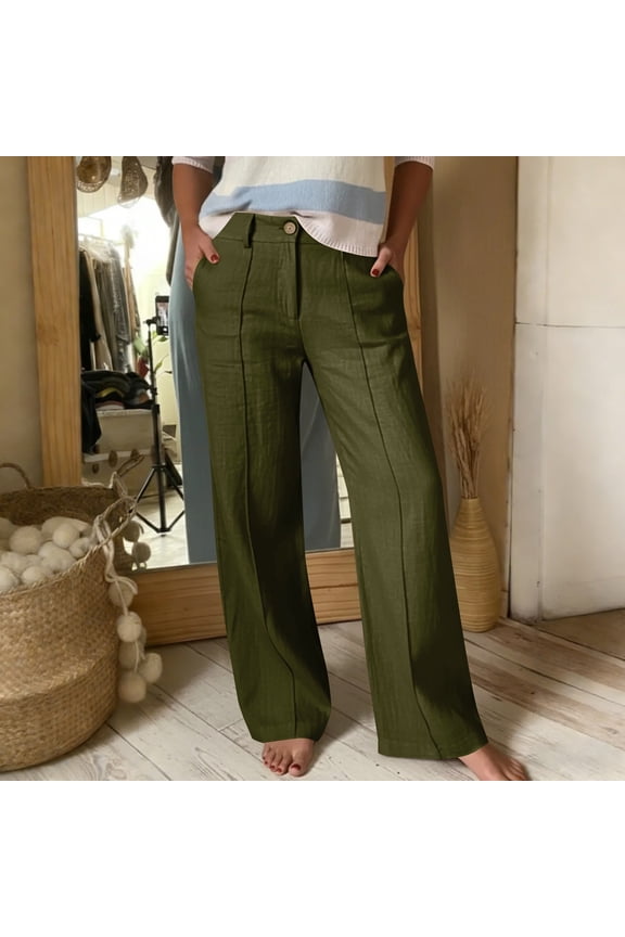 Women's Loose Wide Leg High Waist Straight Leg Casual Pants - Relaxed Fit Trousers for Effortless Everyday Style