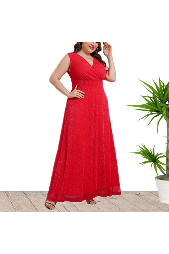 Women's New Sleeveless Fashion Lace V-Neck Gown Dress - Elegant Tank Silhouette with Delicate Sheer Overlay for Special Occasions and Weddings