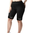 thumbnail image 1 of Nuoqisi Women's Plus Size Active Casual Yoga Pants Base Layer Solid Color Stretch Elastic Waist Lace Hem Shorts - Feminine Active Bottoms for Comfortable Workouts, 1 of 4