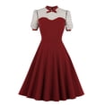 thumbnail image 1 of Nuoqisi Women's Sheer Polka Dot Panel Flared Vintage Dress&nbsp;- Elegant Retro Style Dress with Full Skirt Design for Special Events and Formal Gatherings, 1 of 3