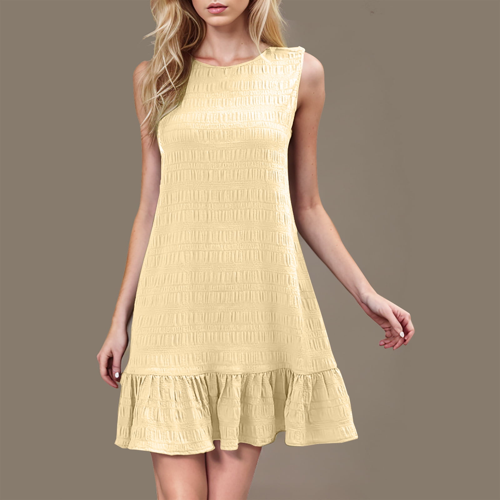 Nuoqisi Women's Solid Casual Round Neck Back Button Sleeveless Tank ...