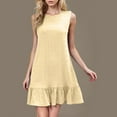 thumbnail image 1 of Nuoqisi Women's Solid Casual Round Neck Back Button Sleeveless Tank Dress - Simple Mini Dress with Button Detail, 1 of 3