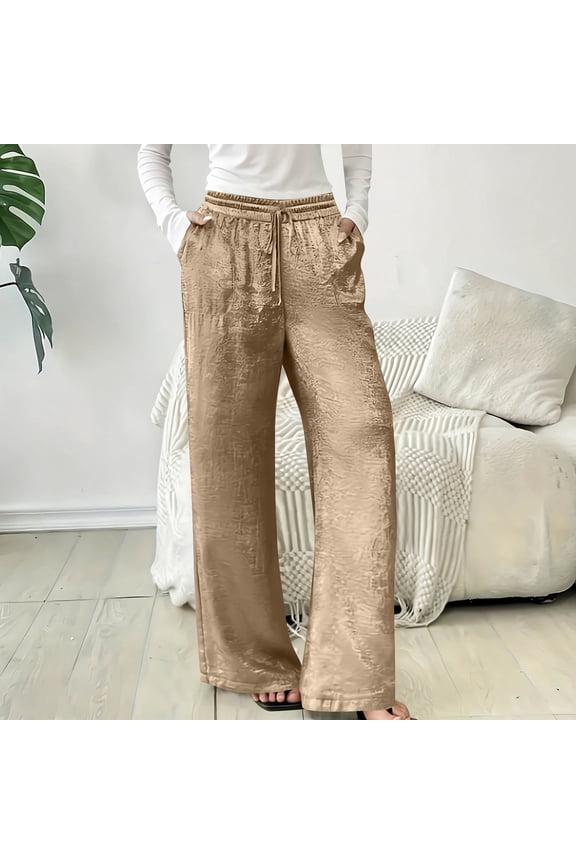 Women's Solid Color Elastic Waist Bright Tone Casual Pants - Vibrant Trousers for Year-Round Wear and Pop of Color Style
