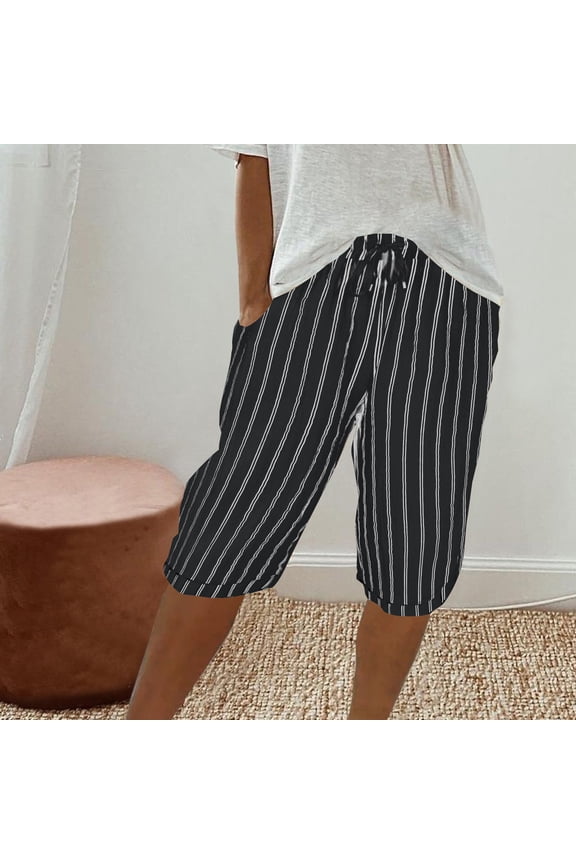 Women's Solid Color Fashion Style Stripe Shorts - Chic Pattern Shorts for Casual Outings and Modern Street Style