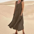 thumbnail image 1 of Nuoqisi Women's Solid Color Sleeveless Linen Long Dress - Breathable Natural Fiber Maxi Silhouette for Effortless Summer Elegance, 1 of 8