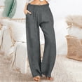 thumbnail image 1 of Nuoqisi Women's Solid Linen Loose Wide Leg Casual Pants&nbsp;- Breathable Relaxed Fit Trousers for Warm Weather Comfort and Effortless Style, 1 of 6