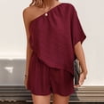 thumbnail image 1 of Nuoqisi Women's Summer One Shoulder Tank Romper Ruched Wide Leg Flowy Shorts Jumpsuit 2026, 1 of 6