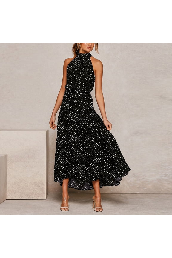 Women's Summer Print Pleated Maxi Dress - Versatile Long Dress for Seasonal Events, Casual Outings and Easy Wear Style