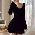 thumbnail image 1 of Nuoqisi Women's T Shirt Dress Long Sleeve V-Neck Floral Solid Slim Fashion Print Casual Loose Flowy Swing Dresses, 1 of 5