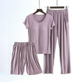 thumbnail image 1 of Nuoqisi Womens 3 Piece Outfits 2026 Summer Casual Loose Short Sleeve Pullover Tops & Wide Leg Pants & Shorts Lounge Sets Tracksuit, 1 of 3