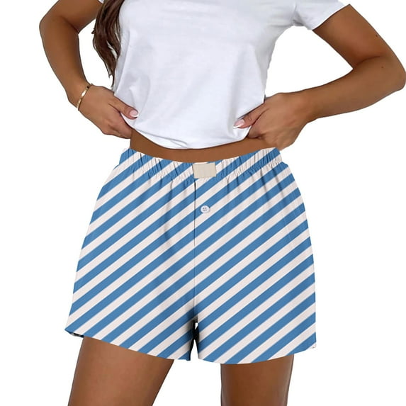 Nuoqisi Womens Boxer Shorts Casual Stripe Lounge Summer Fashion Basic Pants Y2K Beach Outfits 2026