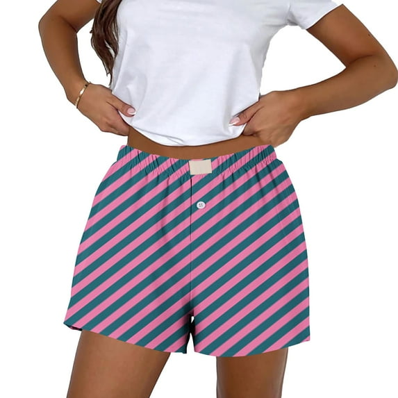 Nuoqisi Womens Boxer Shorts Casual Stripe Lounge Summer Fashion Basic Pants Y2K Beach Outfits 2026
