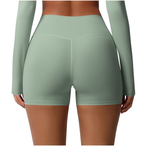 Nuoqisi Womens High Waist No Front Seam Scrunch Butt Biker Shorts Solid Slim Breathable Scrunch Booty Gym Workouts Yoga