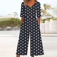 thumbnail image 1 of Nuoqisi Womens Jumpsuits Dressy Casual Boho Floral Short Sleeve Jumpsuit V Neck Wide Leg Loose Flowy One Piece Bodysuit, 1 of 5