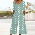 thumbnail image 1 of Nuoqisi Womens Jumpsuits Dressy Casual Boho Floral Short Sleeve Jumpsuit V Neck Wide Leg Loose Flowy One Piece Bodysuit, 1 of 5