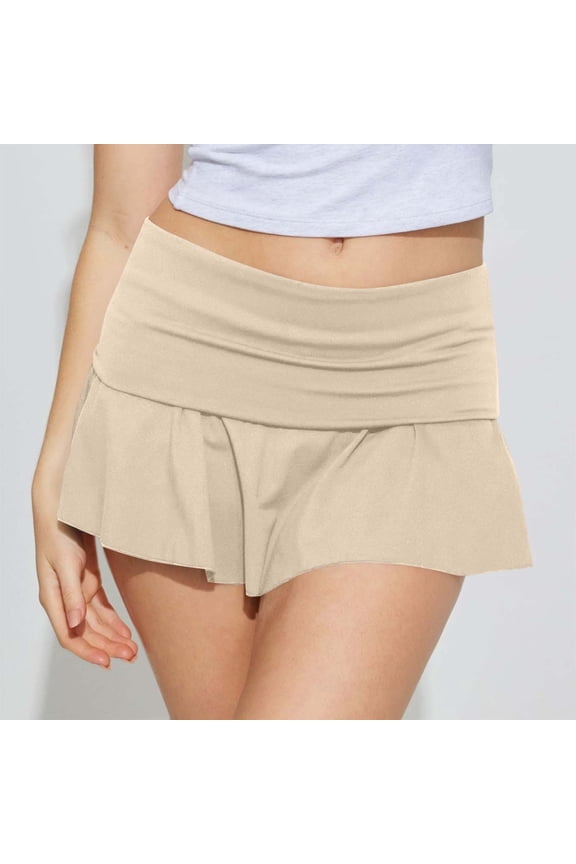 Womens Pleated Tennis Skirt Ruffle Golf Skort Tummy Solid Fashion Control Athletic Skirts Workout Pickleball