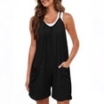 thumbnail image 1 of Nuoqisi Womens Summer Sleeveless Mini Dress V Neck Spaghetti Strap Pleated Sundress Athletic Short Dress with Pockets, 1 of 5