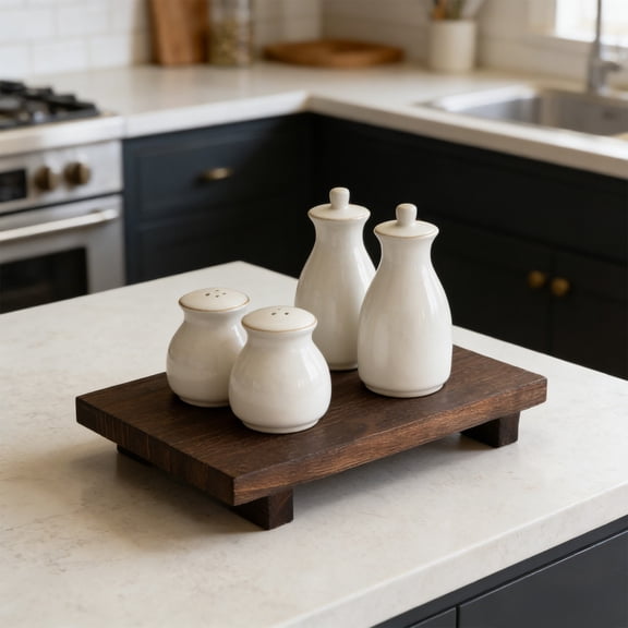 Nuoqisi Wood Pedestal Soap Stand, Farmhouse Wood Riser, Soap Dish Holder/Tray Counter Decor for Bathroom Kitchen, Rustic Candle Plant Holder, Display Rectangular Decorative, As Shown